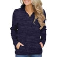 thumbnail image 3 of Sudadera con capucha para mujer Sudadera con capucha de color sólido Manga larga Cuello con cremallera Top suelto informal de otoño, Azul oscuro, S Eigraketly AP003716-16, 3 of 7