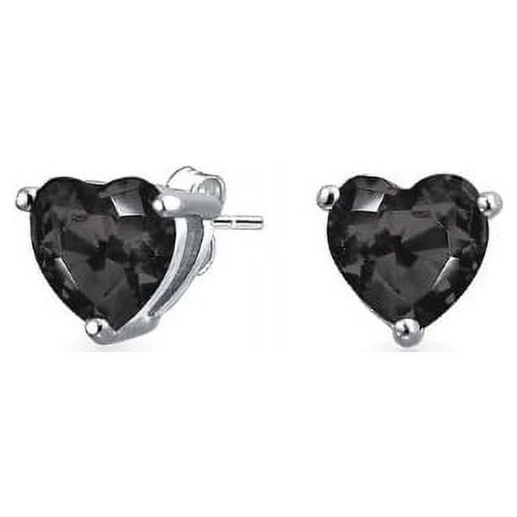 Black Heart Shaped Stud earrings 925 Sterling Silver Filled High Polish Finsh 7mm