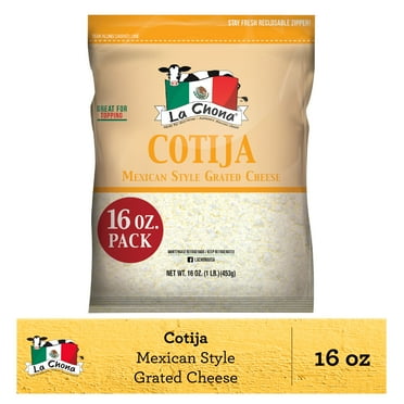 La Chona Cotija Mexican Style Grated Cheese 16 oz. Bag, Refrigerated.