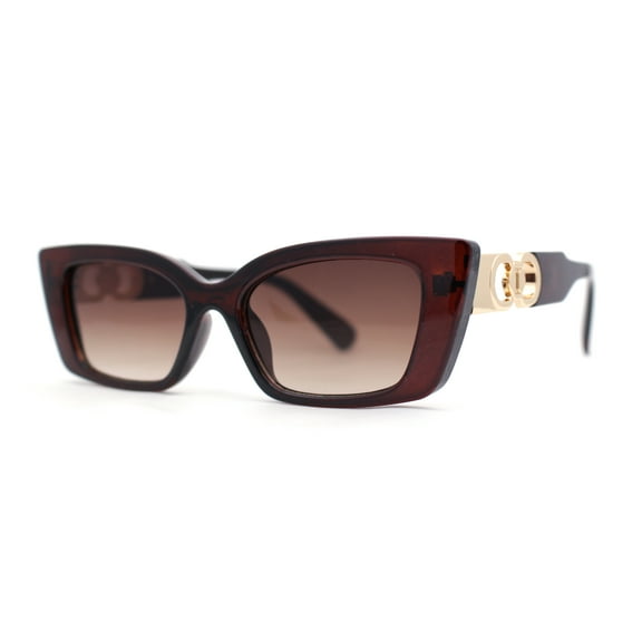 Womens Mod Squared Cat Eye Designer Fashion Sunglasses All Brown