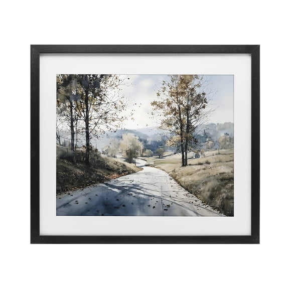Stupell Industries Rustic Lodge Country Road in Autumn Black Framed Print Under Glass, 16 x 13, by Franklyn Gregory