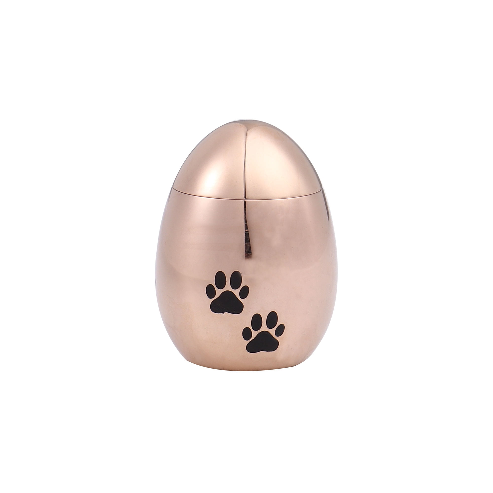 Waterproof Stainless Steel Small Rose Gold Pet Cremation Urn for Ashes Holder Handcrafted Paw Print Memorial Ash Container Keepsake with Free Gift Pouch