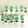 thumbnail image 4 of Cuenca de diamante con varilla, adornos pequeños creativos suculentos, flores artificiales, plantas verdes artificiales, 4 Uds., 4 of 5