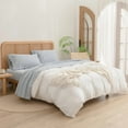 thumbnail image 5 of BESTOUCH Sheet Set Queen 100% Washed Cotton Linen Feel Super Soft Comfortable Chic Lightweight 4 Pcs Home Bedding Set Cornflower Blue, 5 of 5