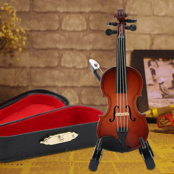 LAFGUR Mini modèle de violon, modèle de violon en bois miniature d'étui de  violon noir, pour la décoration de bureau de bureau 