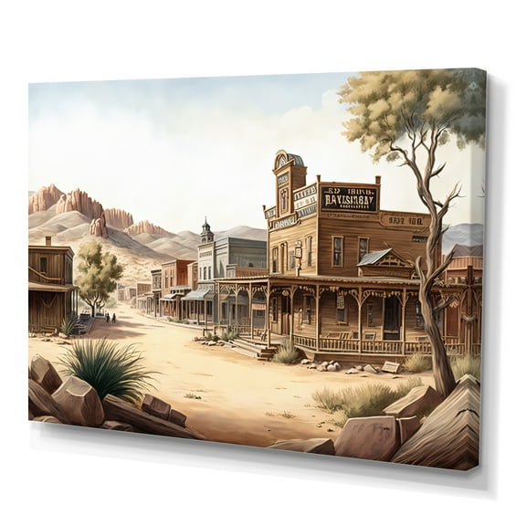 Designart Wild West Town III Canvas Wall Art