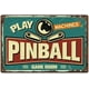 thumbnail image 1 of Letrero de metal para jugar al pinball, letreros de metal para sala de juegos, máquinas de pinball, placa vintage para cueva de hombre, arte de pared de hierro, póster, letrero de aluminio antiguo, 1 of 7