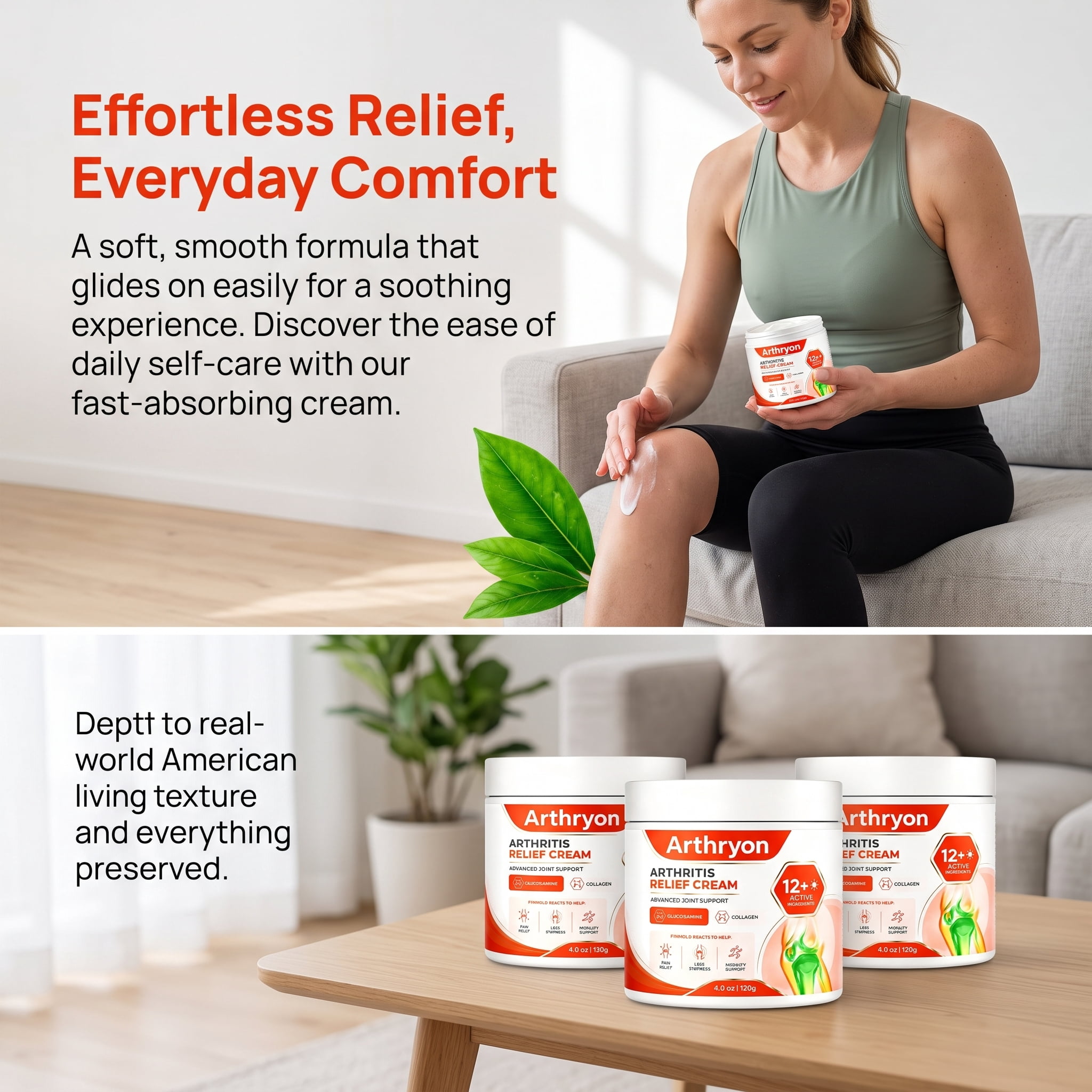 Arthryon Soothing Comfort Cream – Lightweight Body Care for Knees, Hands & Shoulders, Non-Greasy Formula, Easy Application for Daily Use – 4 oz (2PCS)