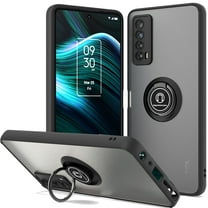 CoverON For TCL Stylus 5G Case, Clear Back Ring Holder Kickstand Phone Cover, Black