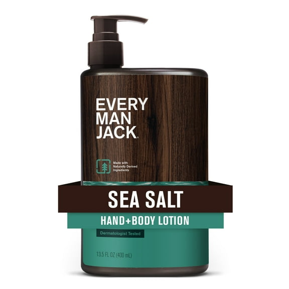 Every Man Jack Mens Sea Salt   Citrus Hand & Body Lotion for All Skin Types - Dermatologist Tested & Hypoallergenic - Nourish Skin with Lightweight Fast Absorbing Natural Lotion - 13.5oz