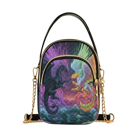 Leather Handbag Crossbody Bag Magic Dragon Game Card