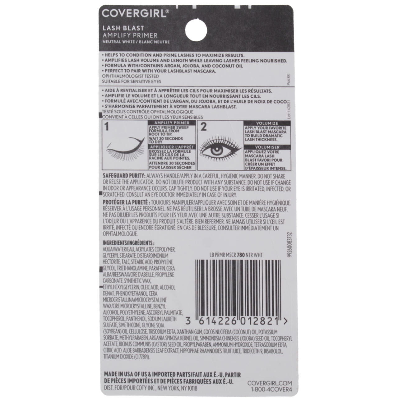 CoverGirl Lash Blast Amplify Primer, Neutral White 780, 0.44 fl oz (2 pack)