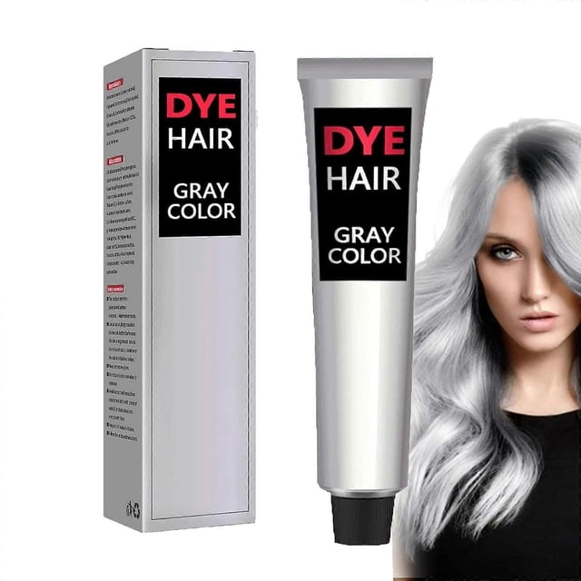 Tinte permanente en crema gris plateado para el cabello. Color gris claro de larga duración. Suave para todo tipo de cabello. 1 unidad.