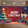 thumbnail image 6 of Red Theme Christmas Banner Christmas Tree Design Merry Christmas Banner Nutcracker Decor Gold Star Xmas Banner for Christmas Party Holiday Decoration Indoor Celebration, 6 of 9