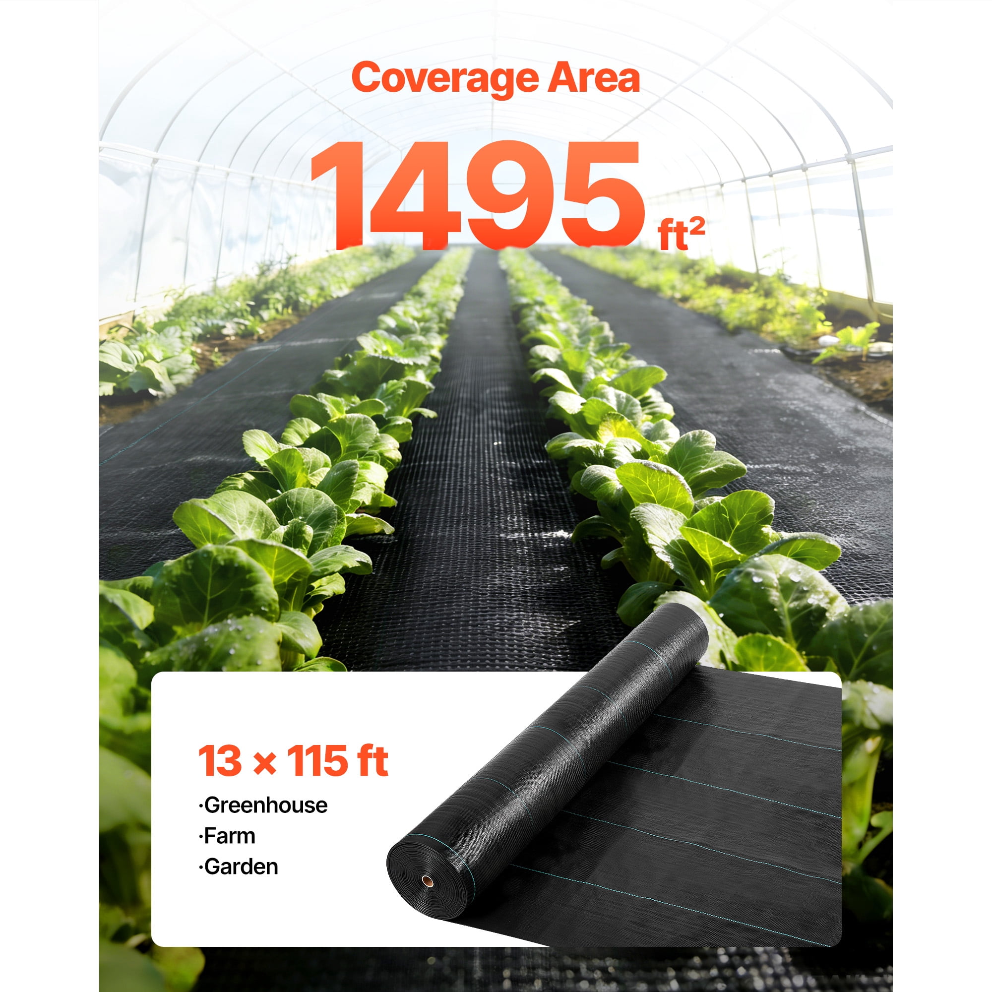 KFFKFF Durable Weed Barrier Fabric, 13x115FT 3.5oz Landscape Fabric, Woven Ground Cover for Weed Control, Garden Fabric for Landscaping, Geotextile Gardening Mat, Black