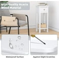 thumbnail image 5 of SSyao Tall End Table Set of 2, Narrow Side Table with Drawer and Shelf, Acacia Wood Nightstand for Living Room, 2-Tier Bedside Table for Small Space, No Assembly, White, 5 of 9