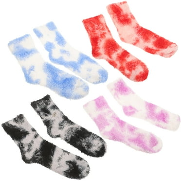 4 Pairs Women Warm Socks Coral Fleece Socks Decorative Socks Fluffy Socks for Winter