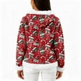 thumbnail image 4 of Women's Casual Fashion Long-Sleeve Zip-Up Fleece Hooded Cardigan with Christmas Print, Cozy and Warm for Winter Season,Wine,2XL, 4 of 5