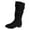 Black, variant on Slouchy Suede Knee High Dress Boots for Women Fashion Casual Buckle Low Heel Wide Calf Knee Length Tall Boots Black Size 6.5
