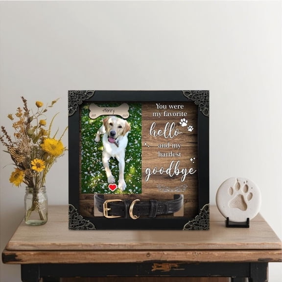 Memorial Pet Collar Frame, Custom Dog Memorial Wood Frame with Collar Holder, Pet Loss Sympathy Gift, Pet Remembrance Photo, Cat & Dog Loss Memorial