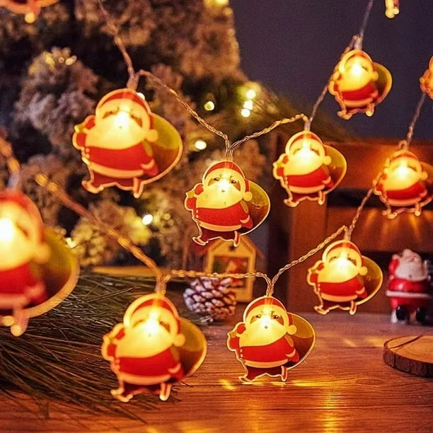 Nueva cadena de luces LED navideñas con luces intermitentes, para el día de Navidad, con personajes de dibujos animados, muñeco de nieve, ambiente decorativo