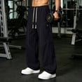 thumbnail image 5 of Kctiaxy Plus Size Pants for Men Summer Cargo Sweatpants Elastic Waist Drawstring Jogger Pants, 5 of 9