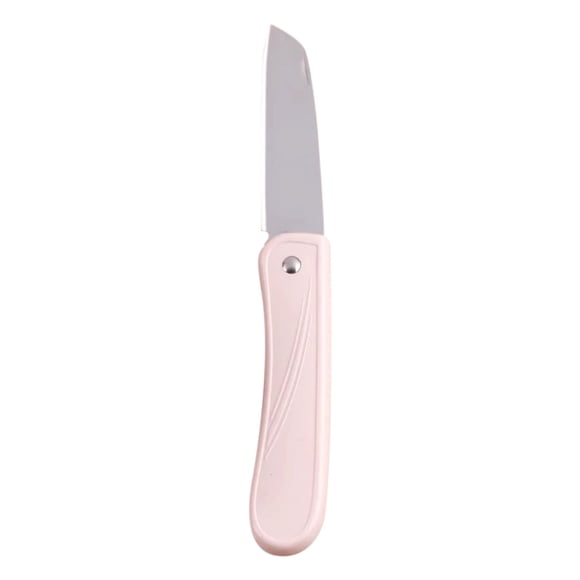 Pink Folding Stainless Steel Fruit Paring Knife Pink 4 Inch Ergonomic Plastic Handle Portable Travel Outdoor Peeling Slicing Kitchen Tool