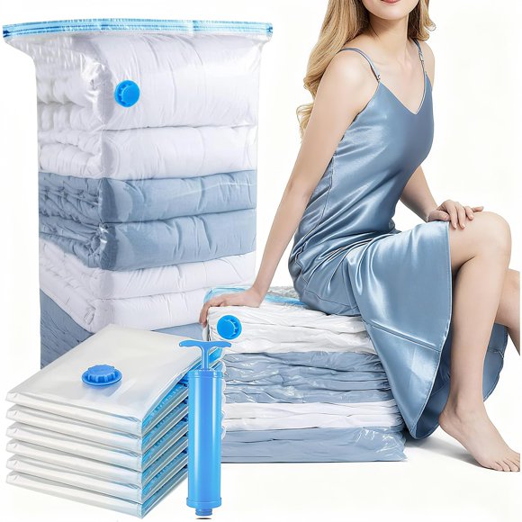 Elegear Bolsas de Almacenamiento al Vacío en Cubo - 6 Piezas (4 Gigantes+2 Super Gigantes), Bolsas Ahorradoras de Espacio Extra Grandes con Bomba Manual, Ideal para Ropa, Almohadas, Edredon