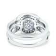 thumbnail image 3 of Simulated Cubic Zirconia Size-9 Two Piece Art Deco Wedding Engagement Bridal Set Ring Band 925 Sterling Silver, 3 of 7