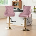 thumbnail image 5 of Velvet Gold Bar Stools Set of 2 Modern Counter Height Bar Stools with Lion Pull Ring Tufted Back, Nailhead Upholstered Barstools for Home Kitchen Island, Swivel Adjustable Stool Chair in Pink, 5 of 8