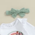thumbnail image 4 of Okbabeha Fall Baby Girl Clothes Daddys Girl Ruffle Sleeve Romper Top Ribbed Solid Pants Infant Winter Outfit with Headband, 4 of 7