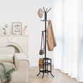 thumbnail image 5 of Freestanding Metal Coat Rack with Umbrella Holder, 12-Hook Space-Saving Entryway Stand in Stainless Steel Finish, 5 of 18