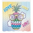 thumbnail image 3 of Ambesonne LOL Shower Curtain, Pineapple Sunglasses Love Cool, 69"Wx84"L, Multicolor, 3 of 5