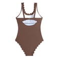 thumbnail image 5 of One Piece Swimsuits for Women Ribbed Texture Scalloped Trim Scoop Neck Monokini Tummy Control High Cut Bathing Suits Flattering Slimming Swimwear, 5 of 6
