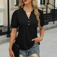 thumbnail image 2 of Summer Tops For Women Sevevn Women's Casual Solid Color V-Neck Short Sleeve Blouse, 2 of 7