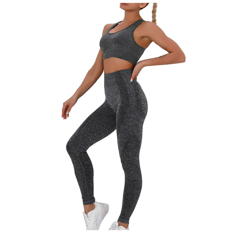 Kayannuo Yoga Pants Women Christmas Clearance Women's Pure Color  Hip-lifting Sports Fitness Running High-waist vest Yoga Suit Dark Gray