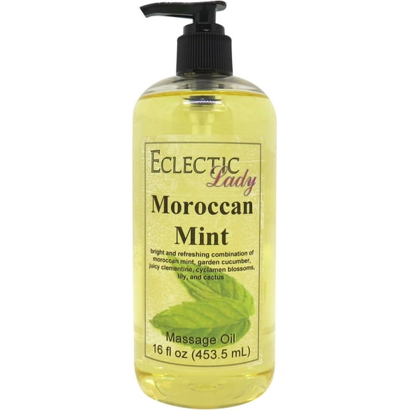 Moroccan Mint Massage Oil by Eclectic Lady, 16 oz, Sweet Almond Oil and Jojoba Oil