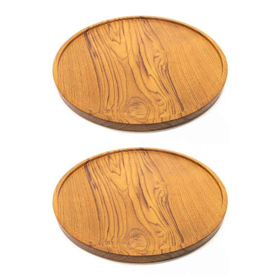 Pizza Teak Wood Tray - 9.8 Inch 2-Pack