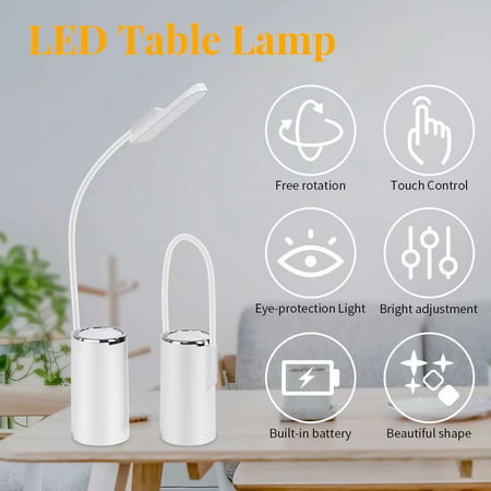 Table Lamp, Touch Sensor Night light Bedside Lamps, 140 Lumens Stepless Dimming Fully Adjustable Long Arm Touch Sensor Switch, for...
