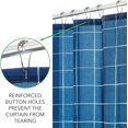 thumbnail image 4 of Fabric Shower Curtain, Farmhouse Style, Machine Washable, Quality Reinforced Buttonholes for Bathroom, Guest Bath, Stalls, Tubs - Modern Solid Grid Design - Dress Blues/White, 4 of 6