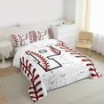 thumbnail image 3 of Manfei Letter P Monogrammed Full Size Comforter Sets,Baseball Game Lover Bedding Comforter Set,White Red Bedding Sets For Boys,Microfiber Room Decorative Reversible,3 Pieces, 3 of 8