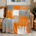 thumbnail image 4 of Orange Grey Abstract Paint Throw Blankets, Modern Rustic Graffiti Soft Fleece Blanket Decorative for Home Sofa Couch Chair Living Bedroom, 30x40 Inches,, 4 of 8