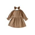 thumbnail image 2 of SUNSIOM 2Pcs Kids Outfit, Solid Color Single-Breasted Dress + Bow Hair Clip, 2 of 9