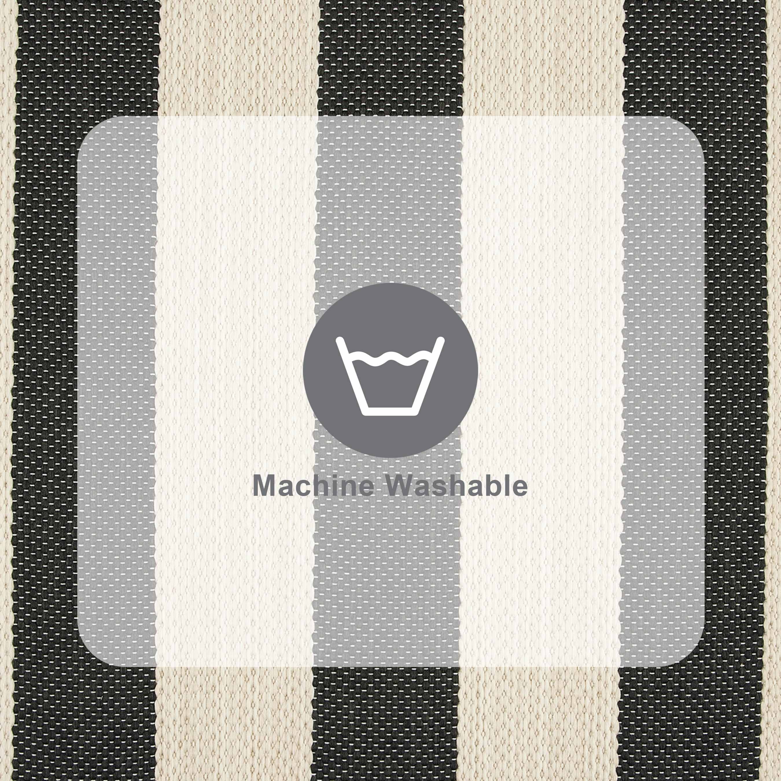 Mainstays 24 in x 36 in Black & White Cabana Stripe Outdoor Scatter Rug