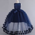 thumbnail image 4 of Ashirexll Robe de Fête Sans Manches pour Filles Jupe Tutu en Maille Col Rond Ligne A Robe Formelle pour Spectacle d'Hôte Âge 2-12 Ans Marine 4 Ans, 4 of 4