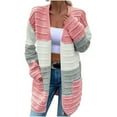thumbnail image 2 of Women's Sweaters Pullover Stripe Large Pocket Long Striped Color Blocked Cardigan Sweater Jacket, 2 of 8