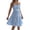 Light Blue, variant on Women's Spaghetti Strap Summer Dress, Sexy Ruched Bodice Smocked Waist Sundress, Tiered Ruffle Layered Party Dress, Casual Solid Color Cami Midi Gown