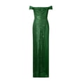 thumbnail image 5 of Women's Elegant Sequin Off Shoulder Slit Dress For Party Evening Banquet Long Bodycon Prom Gown Trendy Summer Casual Wear Summer Dresses for Women 2025, 5 of 5