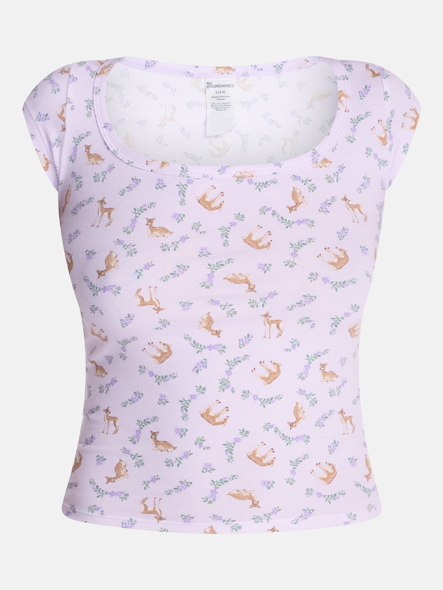 No Boundaries Cloud Core Sleepwear Scoop Neck Top, Women's XXS-3X