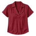 thumbnail image 6 of VBVC Women's Gingham V Neck Short Sleeve Top , Ladies' Relaxed Fit Collared Blouse , Casual Summer Loose Tunic Shirt For Women, Wine , XS-4XL, 6 of 6